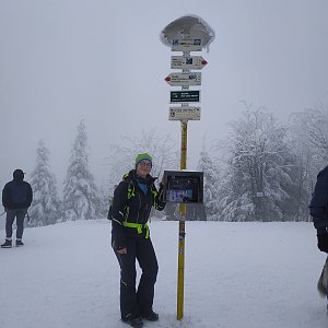 Štěpánka Losertová na vrcholu Smrk (9.1.2021 14:05)