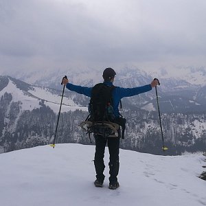 Martin Malý na vrcholu Wasserklotz (13.4.2019 11:36)