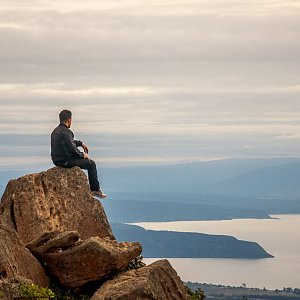 Ondřej Buček na vrcholu Tauhara (9.4.2017 7:14)