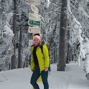 Eva Týnová na vrcholu Čertův mlýn (18.2.2021 14:00)