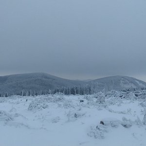 Jiří na vrcholu Velký Javorník (8.2.2021 16:55)